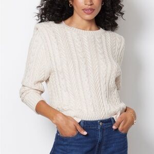 Evereve Alexis Strong Shoulder‎ Cable Pullover size XS